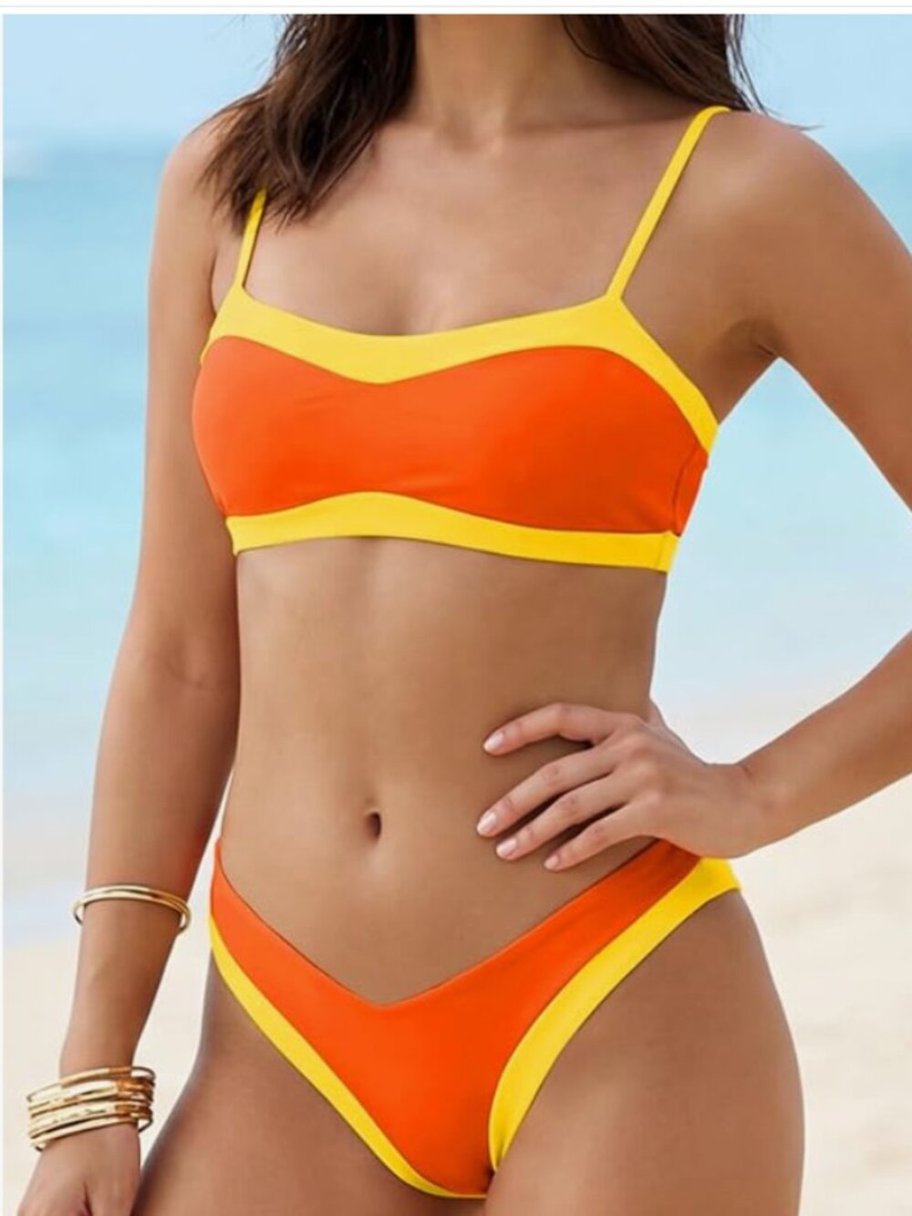 NEW MIKETAI Bikini Set for Women 2 Piece Swimsuit High Cut Adjustable Straps